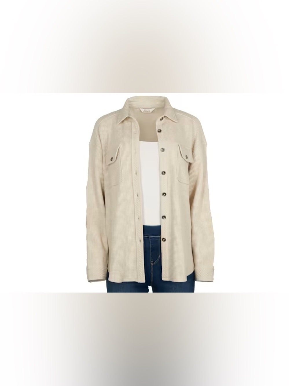 NWT Natural Reflections waffle knit button down shirt